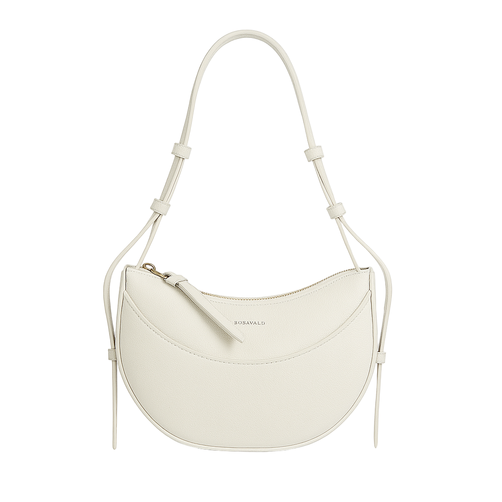 Rosavalo Maëna Black Leather Half-Moon Bag | Y2K Style & Timeless Elegance