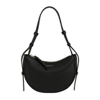 Rosavalo Maëna Black Leather Half-Moon Bag | Y2K Style & Timeless Elegance