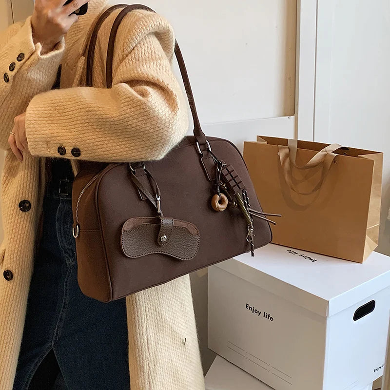 Rosavalo Élora Suede Bag | Natural Elegance & Timeless Allure